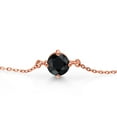 thumbnail image 2 of Gem Stone King 18K Rose Gold Plated Silver Black Sapphire Solitaire Bracelet for Women (1.15 Cttw, Round Cut 6MM), 2 of 3