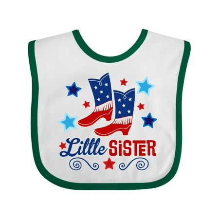 

Inktastic Little Sister Cowgirl 4th of July Gift Baby Girl Bib