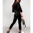 thumbnail image 5 of Women 2 Piece Outfits, Casual Single Row Zipper Women Velour Tracksuits Long Sleeve Autumn Winter For Sports For Home For Shopping ANGGREK DH1711, 5 of 5
