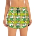 thumbnail image 2 of Picia Cartoon Frog Pattern Women's 2 in 1 Athletic Running Shorts High Waisted Workout Casual Gym Sweat Shorts with Comfy Liner Zipper Pockets-Large, 2 of 9