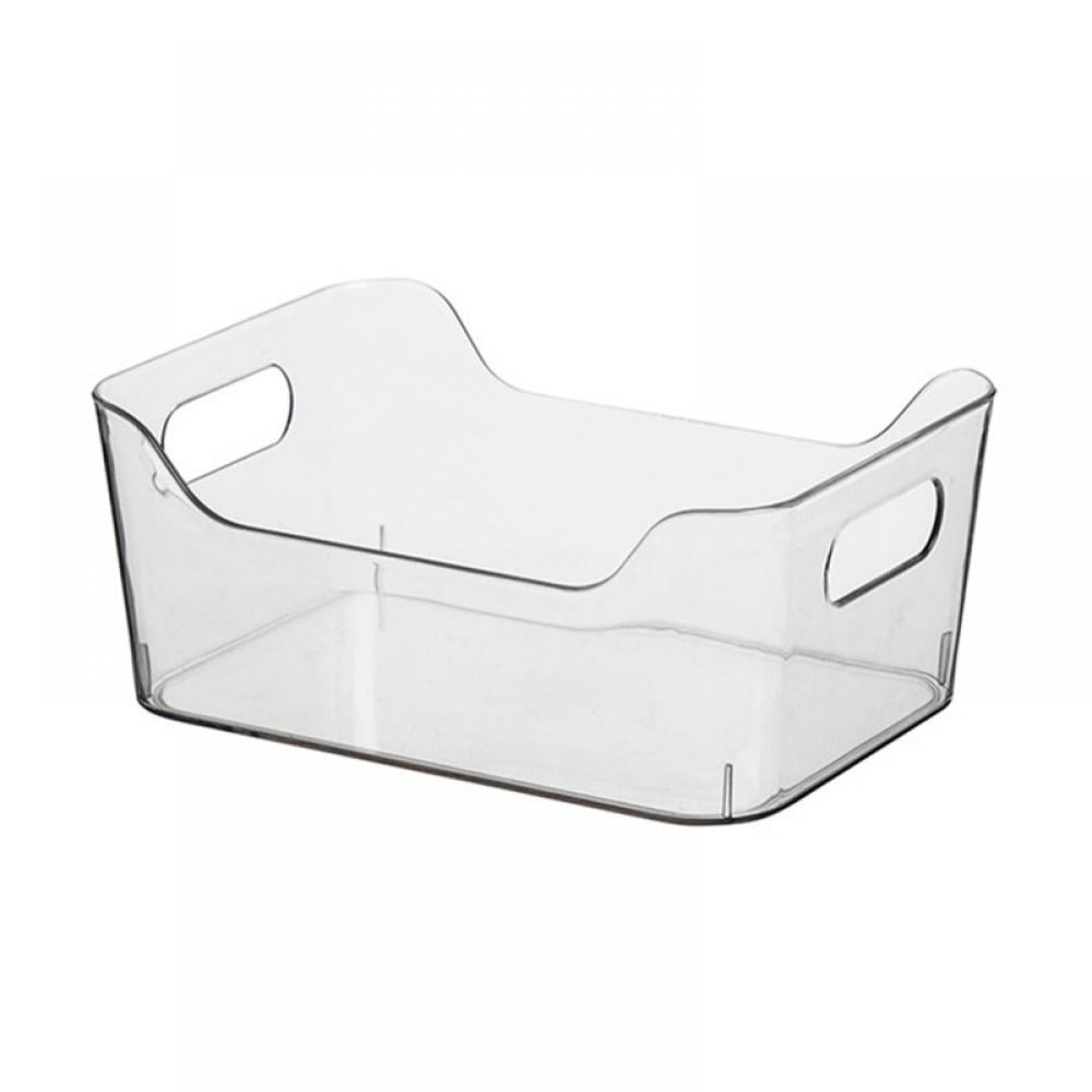 Set Of 2 Stackable Plastic Bins with Handle Refrigerator Organizer