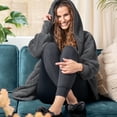 thumbnail image 6 of Hello Mello Comfort Zone Packable Oversized Cardigan, Charcoal (Women's), 6 of 7