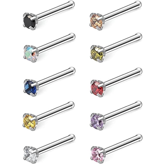 Briana Williams 18G Nose Ring Surgical Steel Diamond CZ Nose Stud Rings