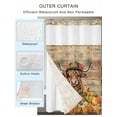 thumbnail image 2 of No Hook Cloth Fabric Shower Curtain with Snap in Liner, Yellow Cattle Fall Waterproof Shower Curtains Set with See Through Top Window, Thanksgiving Pumpkins Maple Leaves Wooden Bath Curtains 72"x78", 2 of 6