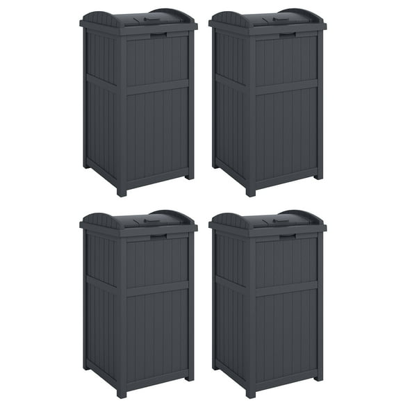 Suncast 30-Gallon Hideaway Outdoor Trash Waste Bin, Cyberspace (4 Pack)