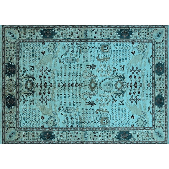 Ahgly Company Indoor Rectangle Oriental Light Blue Traditional Area Rugs, 2' x 3'