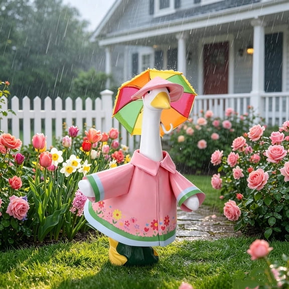 AuroraX Porch Goose Clothes Set 23" 19" Porch Goose Outfits Raincoat for all The Seasons Summer Seasonal Fall Lawn Garden Decor Yard Goose Decor Pink