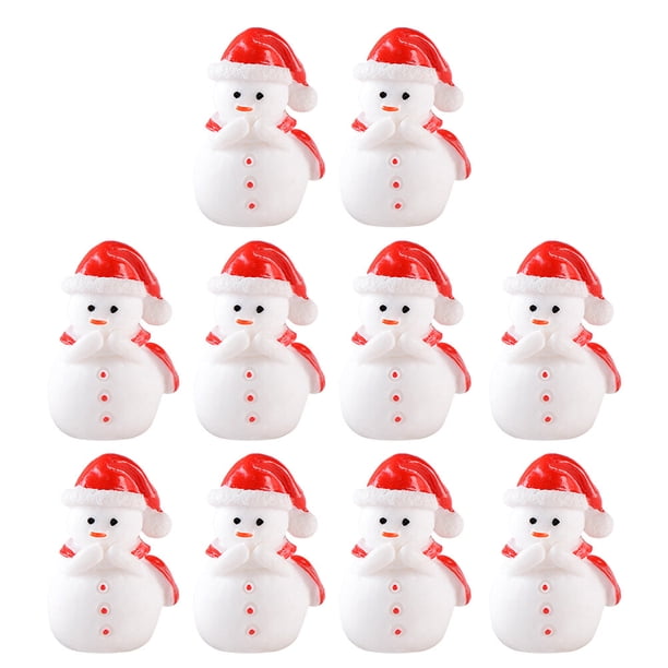 10 mini figuras de muñecos de nieve, adornos navideños en miniatura para decoración de micro paisajes.