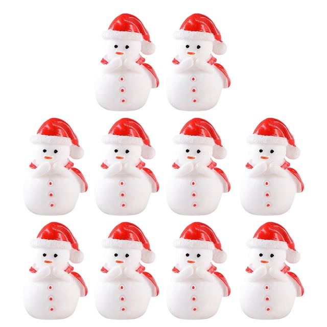 10 mini figuras de muñecos de nieve, adornos navideños en miniatura para decoración de micro paisajes.