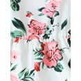 thumbnail image 6 of Mikrdoo Kids Girls Jumpsuits 100% Polyester Straps Summer 8Y,9Y,10Y,11-12Y Floral Print Round Neckline Bell-bottoms Trousers Jumpsuit Overall 9 Years White, 6 of 7