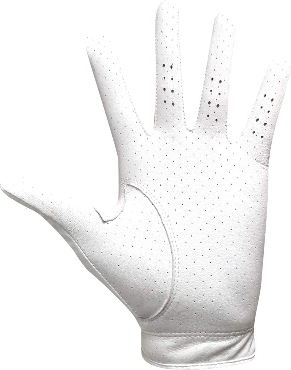 Majek Golf Mens Pro Tour White Cabretta Leather Golf Gloves Comfort Fit Breathable Ventilation for Maximum Feel - 6 Pack (XX Large, Wears on Left Hand)