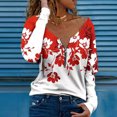 thumbnail image 2 of Pompotops Femmes Mode Casual Imprimé V-Cou à Manches Longues Tops Chemisier, 2 of 5