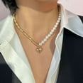 thumbnail image 2 of LYMAYTER Collier pour Adolescentes Collier pour Femmes - Cœur Lisse, Fausse Perle, Ajustable-Cyyltable, 2 of 6