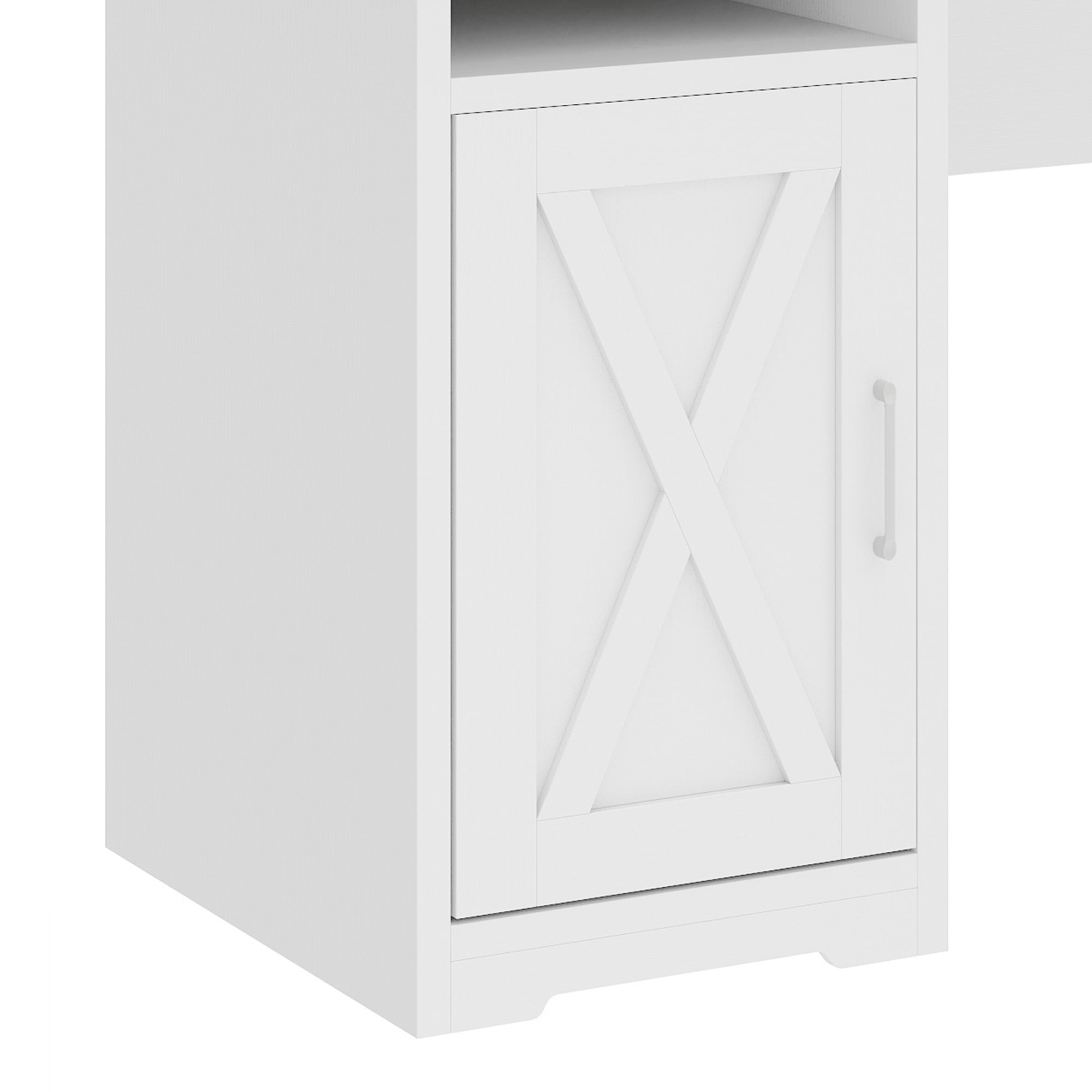 Uforic 59" L Shaped Desk with Power Outlets,Large Computer Desk with Drawers, Home Office Desk,White
