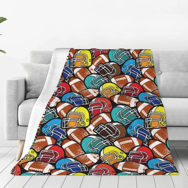 Fotbe American Football Manta de Franela Acolchonada con Estampado, Súper Suave y Esponjosa, Extra Grande para Sofá, Cama, Uso Todo el Año-60"x50"
