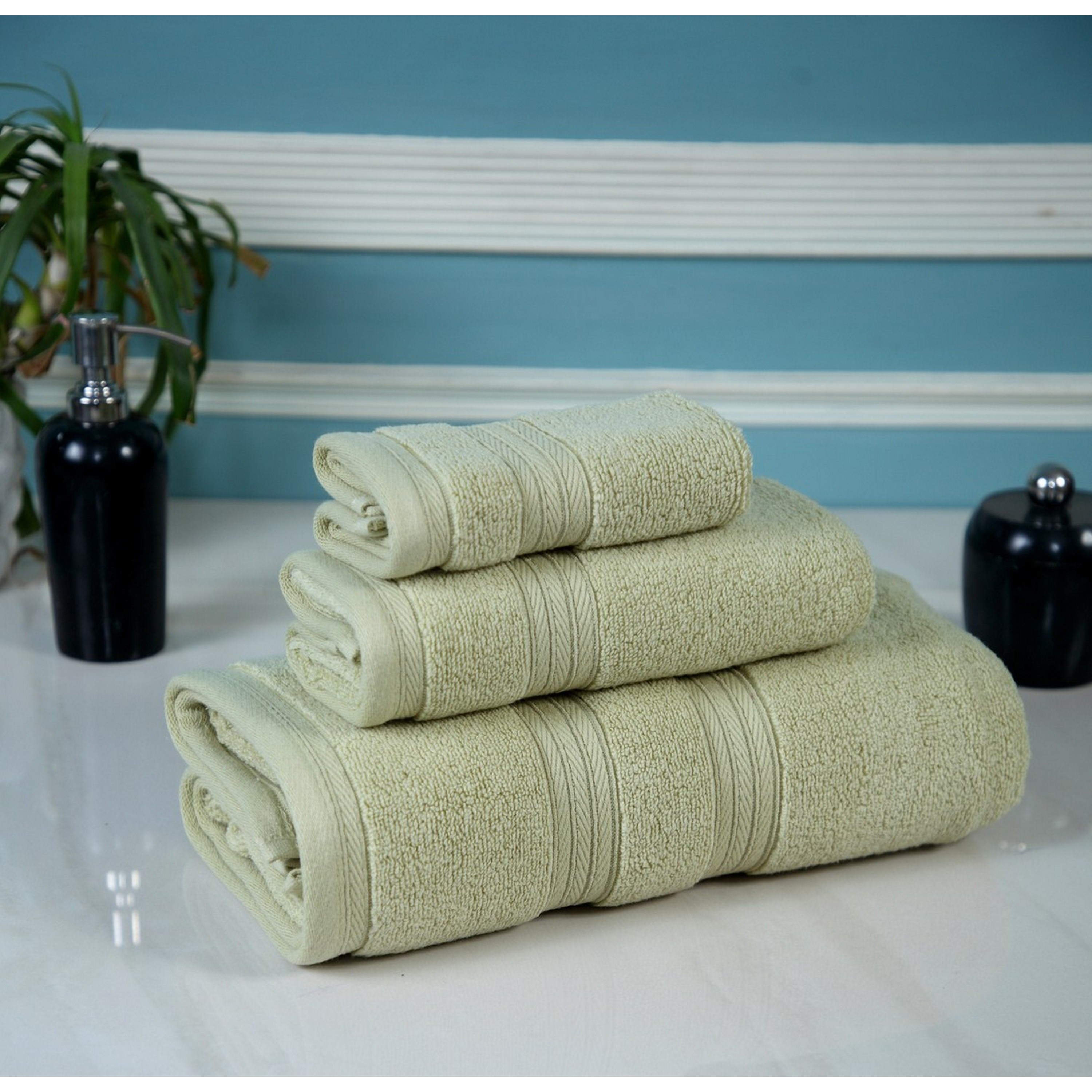 Waterford Cotton Sage Towel Set of 3, 100 Genuine Cotton Premium & Luxury Towels Bathroom Sets