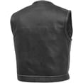 thumbnail image 2 of First Mfg Co - Lowside - Mens Motorcycle Biker Riding Black White Perforated Leather Vest - 5X Large, 2 of 5