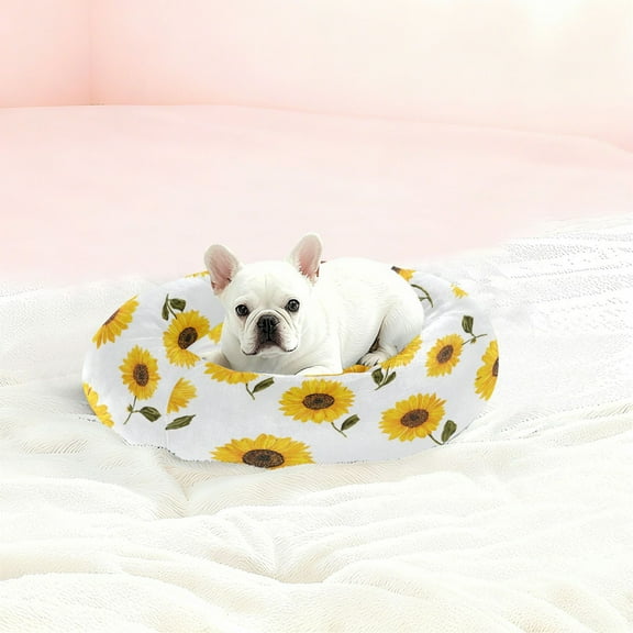 Iauyy Pet Couch Donut Cat Bed for Indoor Cats/Small Dogs Washable & Machine with Non-slip Bottom Calming Cat Furniture, Simple Yellow (XS)