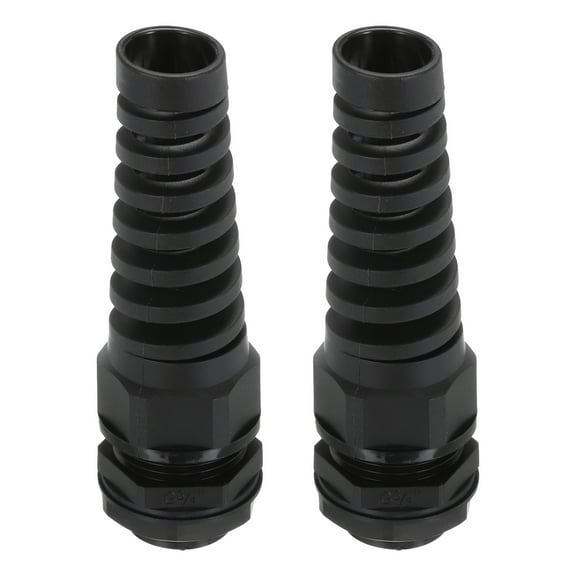 Uxcell 2Pcs G3/4" Cable Gland Waterproof Strain Relief Cord Connector Spiral Nylon for 12.5-18mm Wire Thread, Black