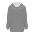 thumbnail image 4 of WZXFASHION Women's Solid Color Fashion Casual Button Drawstring Pocket Long Sleeve Sweater 50% Off Clearance lightweight pullover sweater, 4 of 6