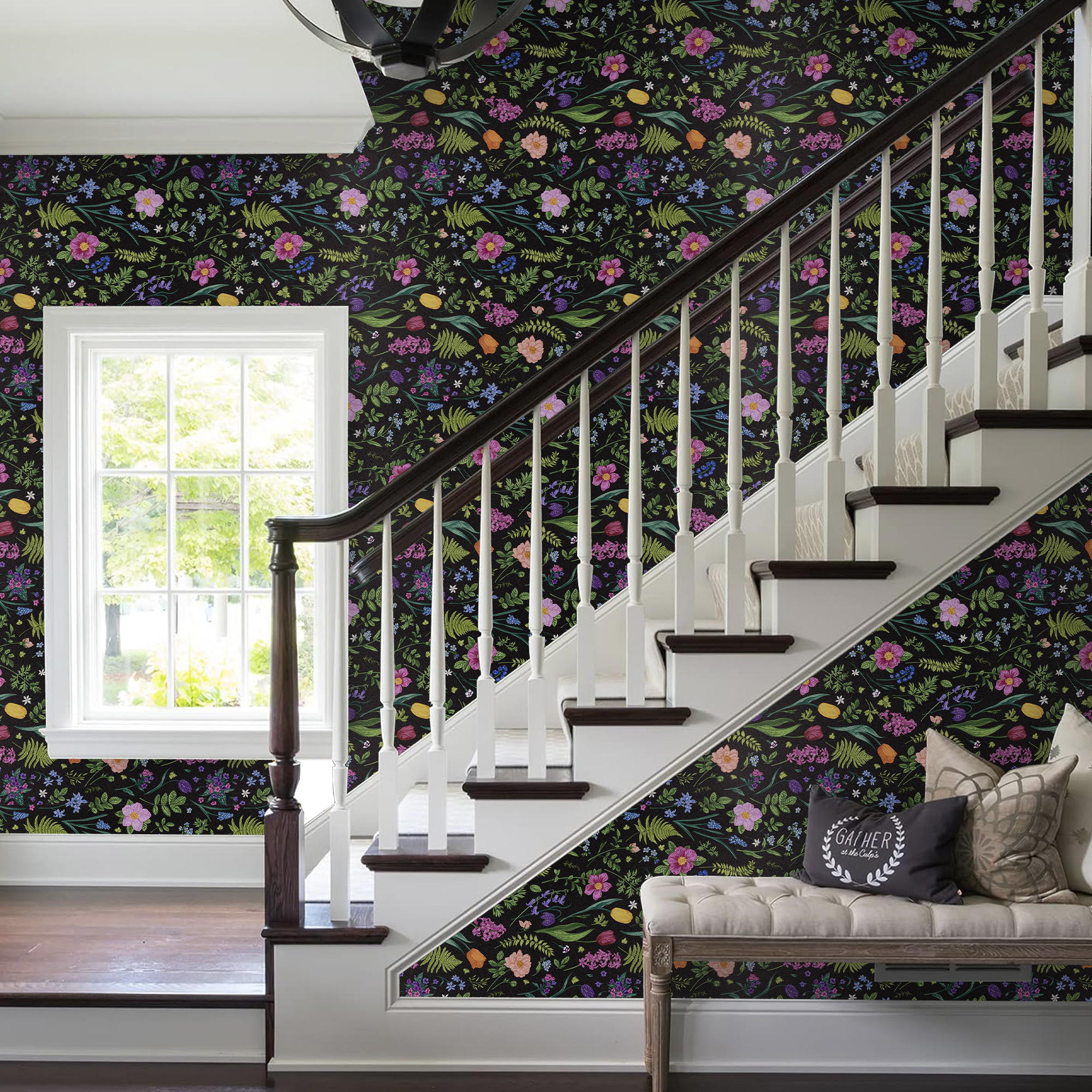 Abyssaly Floral Peel and Stick Wallpaper 17.7" x 118" Self-adhesive Removable Wall Paper Flower Vinyl Contact Paper for Home Decor