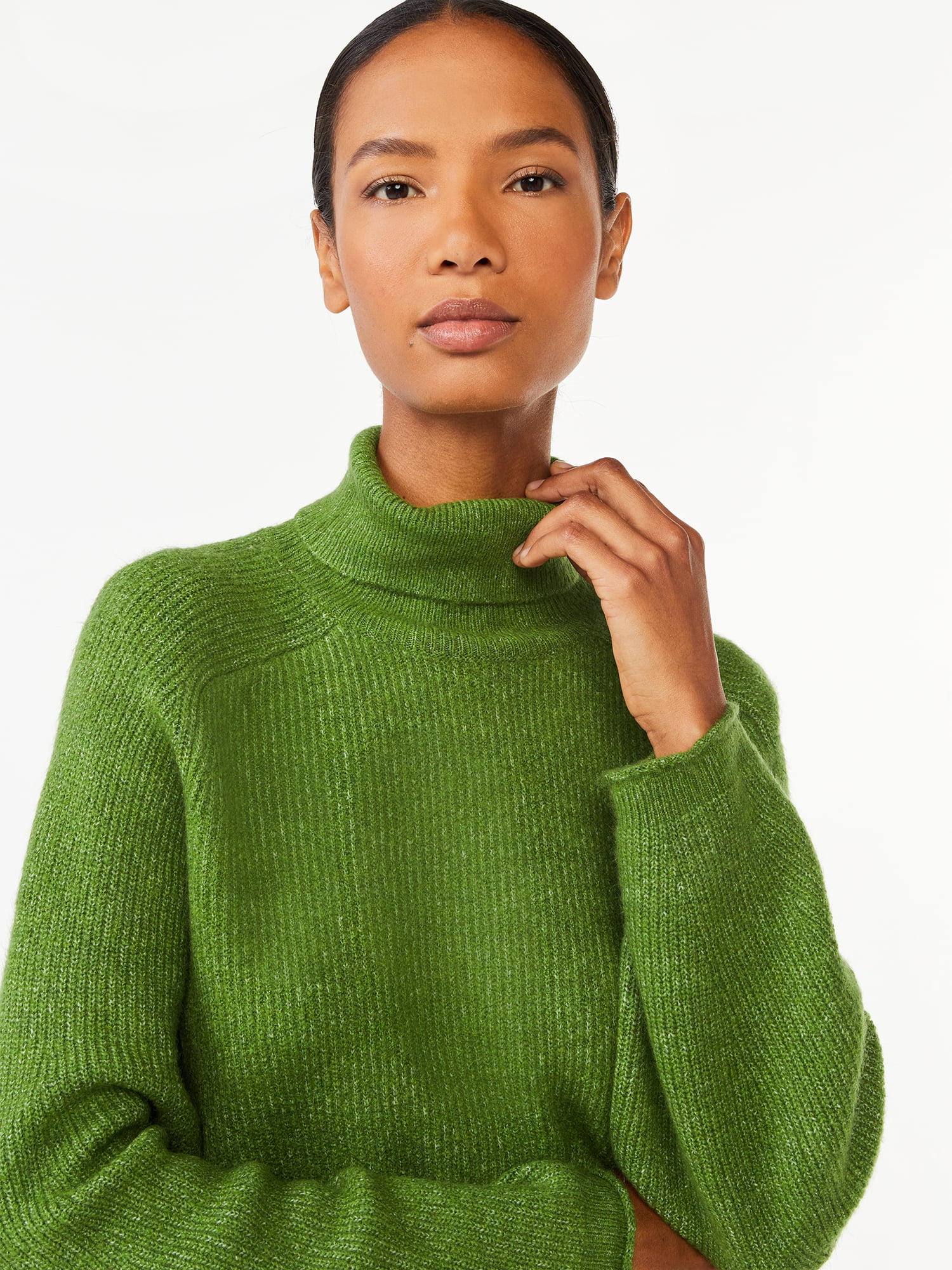 Scoop Women's Ribbed Oversized Turtleneck Sweater with Long Sleeves, Sizes  XS-XXL - Walmart.com