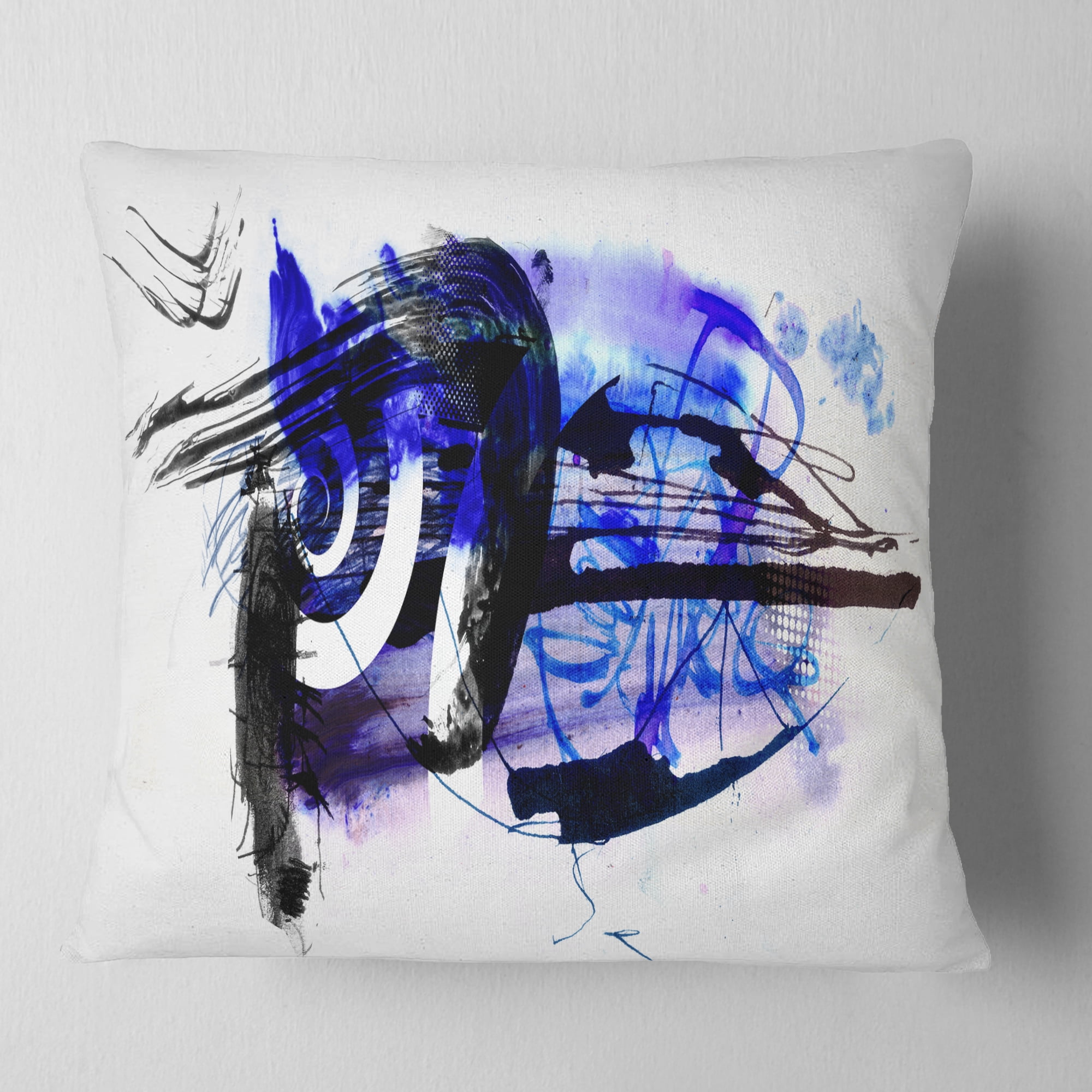 Designart Blue Stain Abstract - Abstract Throw Pillow - 18x18