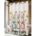 thumbnail image 2 of No Hook Shower Curtain with Snap-in Liner, Easter Bunny Waterproof Fabric Bathroom Curtains, Spring Watercolor Polka Dot Flower Plaid Beige Bath Curtains & Mesh Top Window 60"x72", 2 of 9