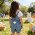 thumbnail image 6 of HAOTAGS Girls Overalls for Toddlers,Denim Jeans Outdoor Casual Wear Adjustable Straps Jumpsuit with Cute Blue 18 Mon hs, 6 of 8