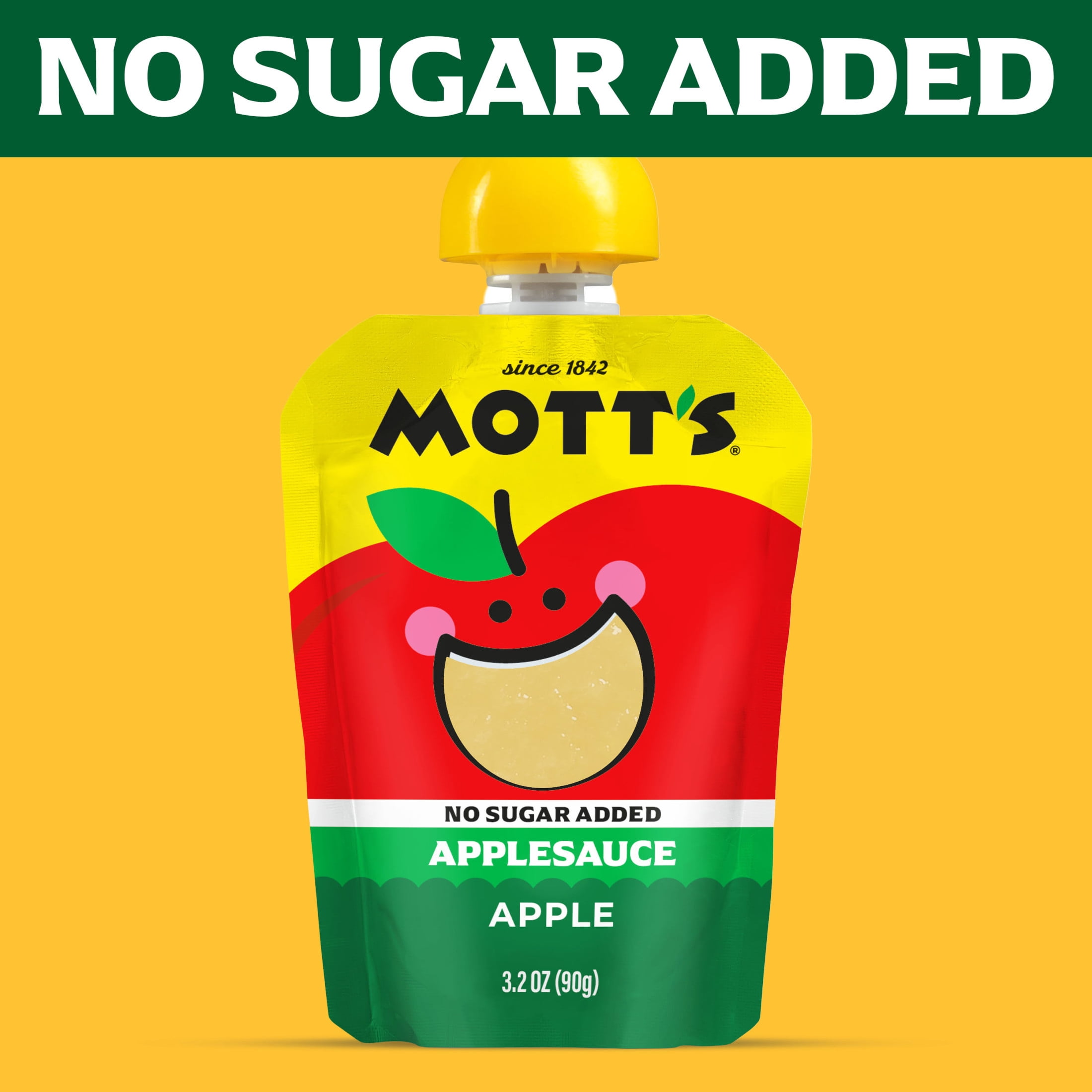 (4 pack) Mott's No Sugar Added Applesauce, 3.2 oz, 12 Count Clear Pouches