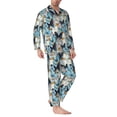 thumbnail image 2 of Honeii Butterflys Pattern Mens Pajamas Set,2pcs Men's Lounge Long Sleeve Sleep Shirt and Pajama Bottoms Sleepwear Set,Mens Pjs Sets-Small, 2 of 7