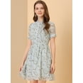 thumbnail image 2 of INSPIRE CHIC Robe en Mousseline pour Femme à Manches Courtes Bouffantes, Décor à Volants Floraux, 2 of 6