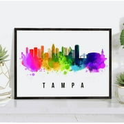Pera Print Tampa Skyline Florida Poster, Tampa Cityscape Painting Unframed Poster, Tampa Florida Poster, Florida Home Office Wall Decor - 5x7 Inches