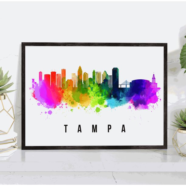 Pera Print Tampa Skyline Florida Poster, Tampa Cityscape Painting