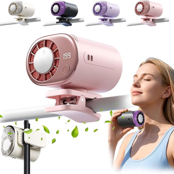 2026 Car Clip on Air Conditioner Fan with LED Display - 360° Rotation, USB Rechargeable Personal Cooling Fan, 199 Speeds Adjustable, 16℃ Semi-Cooling Wide Clamp Detachable (P2)