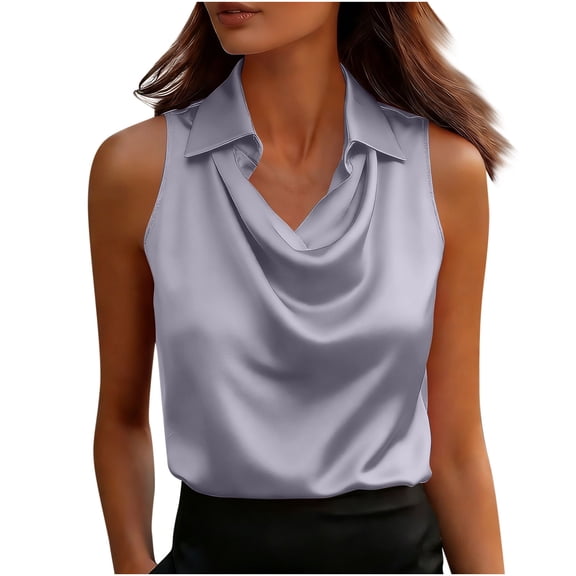 Fewfanhot Womens Tops Summer 2026 Cowl Neck Tie Back Going Out Sleeveless Business Casual Tank Top