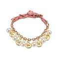 thumbnail image 2 of EGNMCR Faux Pearl Dog Collar With Soft Ceramic Balls For Small Medium Dogs And Cats Adjustable Pet Necklace PU Pets Collar, 2 of 7