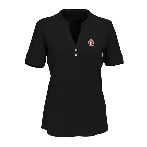 Women's Black South Dakota Coyotes Strata Textured Henley Shirt