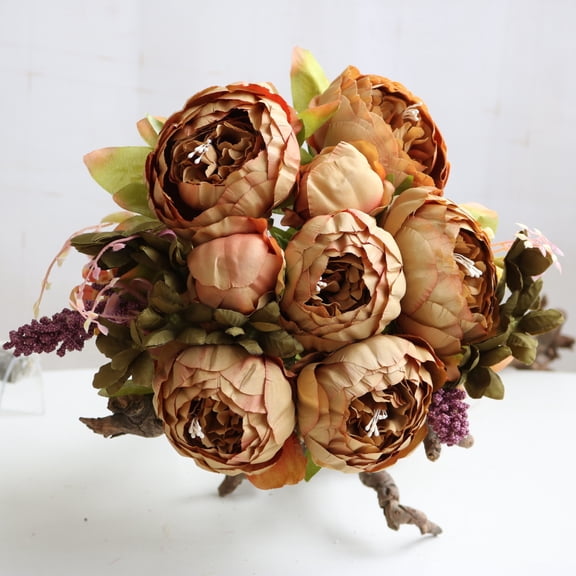 SeekLGT Real Touch Silk Peony Bouquet Large Artificial Peony Flowers with Bendable Stems for Wedding Bridal Home Vase Valentine Spring Decor