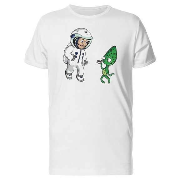 Cartoon Astronaut And Alien Tee Men's -Image by Shutterstock