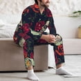 thumbnail image 7 of Fotbe Roses Skulls Pattern Long Sleeve Pajama Set for Men,Sleepwear Set,2-piece Loungewear Set,Soft PJs Comfy Nightwear with Pockets-Medium, 7 of 7