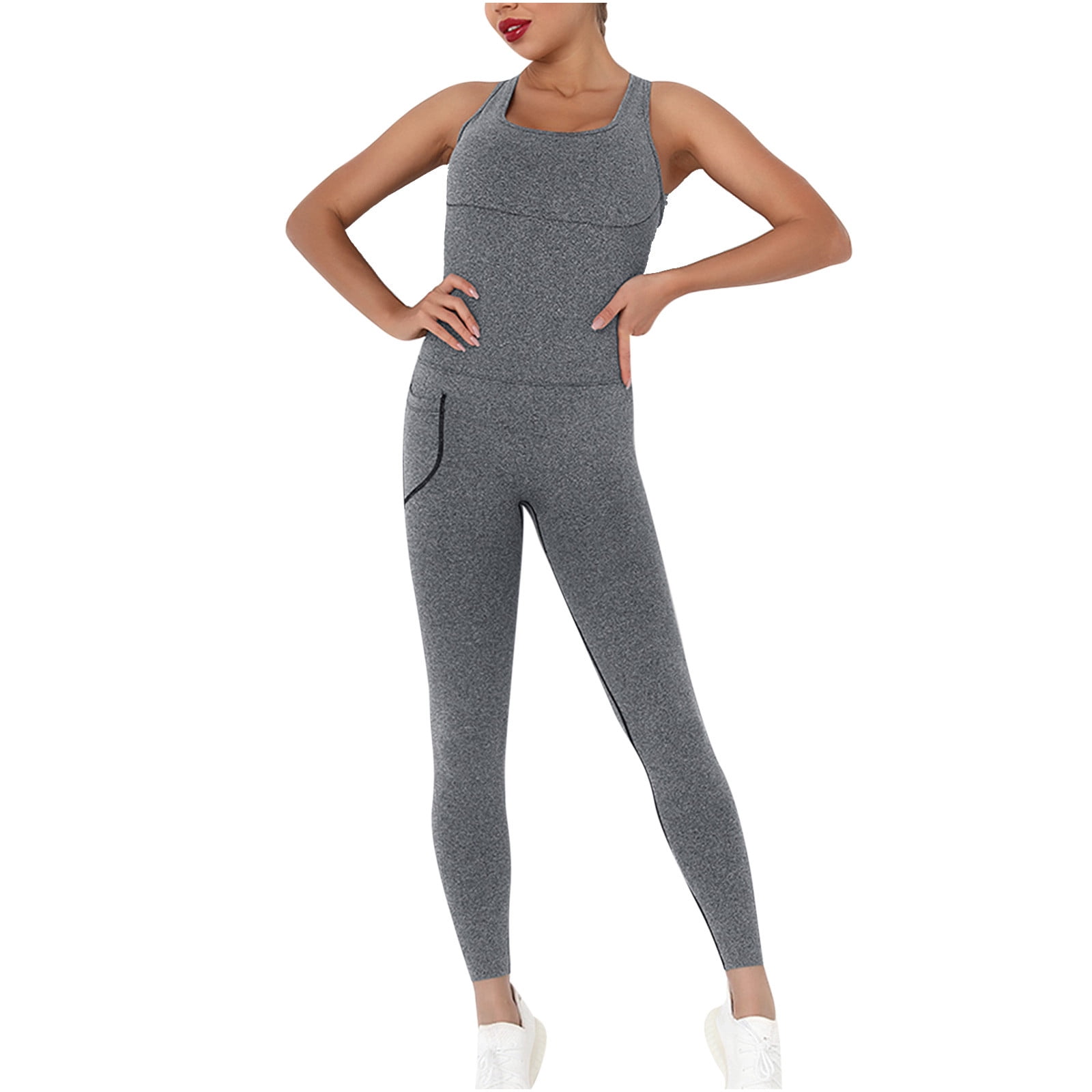 Onesies for Women Seamless Workout Outfit Sleeveless Yoga Tanks Jumpsuit One Piece Fitness