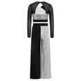 thumbnail image 4 of SiiRoh Girls Sequins Long Sleeve Cropped Top with Wide Leg Pants Sparkly Color Block Hip Hop Street Dance Outfits Silver 16, 4 of 7