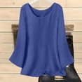 thumbnail image 4 of YFNNUP Womens Summer Cotton Linen Tops Casual 3/4 Length Sleeve Tunic Tops Loose Fit Work Blouse Casual Going Out Shirts, 4 of 7