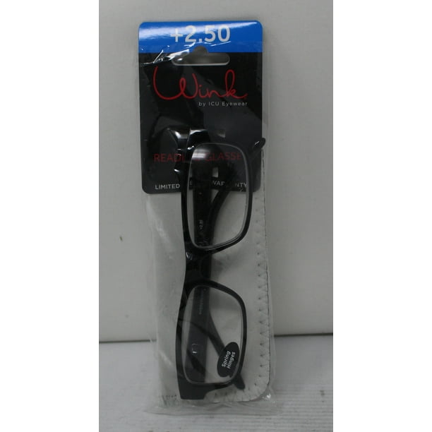 ICU Eyewear Wink Non Prescription Reading Glasses +2.50 Black Walmart