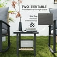 thumbnail image 6 of 3 Pieces Bistro Set, Patio Wicker Furniture Set with Button Tufted Cushions, Rattan Rocking Chairs, Coffee Table, Gray, 6 of 11
