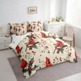 thumbnail image 3 of Manfei Kawaii Red Robin Twin Bedding Sets 7-Piece for Kid, Christmas Animal Birds Bedding Comforter Set, Happy New Year Reversible Sheet Sets, Ultra Soft Home Decor, 3 of 7