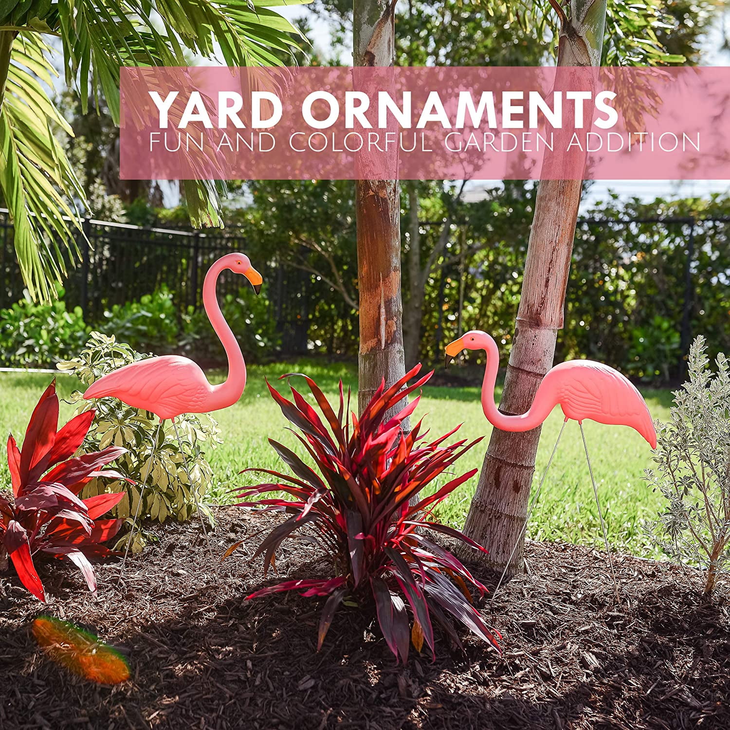Galashield Pink Flamingo Yard Decorations Pack of 4 Flamingos Decor Ornaments for Outdoor Lawn and Garden