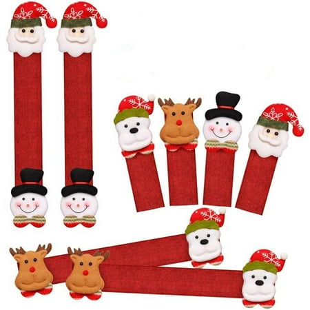 

Christmas Refrigerator Handle Covers 8 Piece Set Santa Snowman Kitchen Appliance Covers Refrigerator Microwave Dishwasher Freezer Door Handle Cover Protector Christmas Clear Bead String Holiday