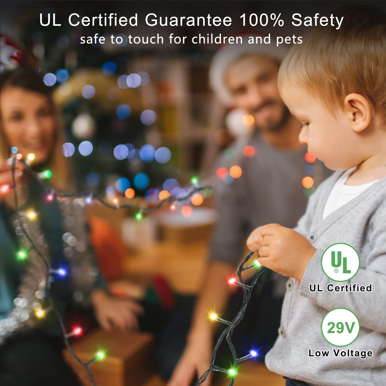 NITIDSKY 33ft 100 LED Christmas String Lights, Multicolor photo 6